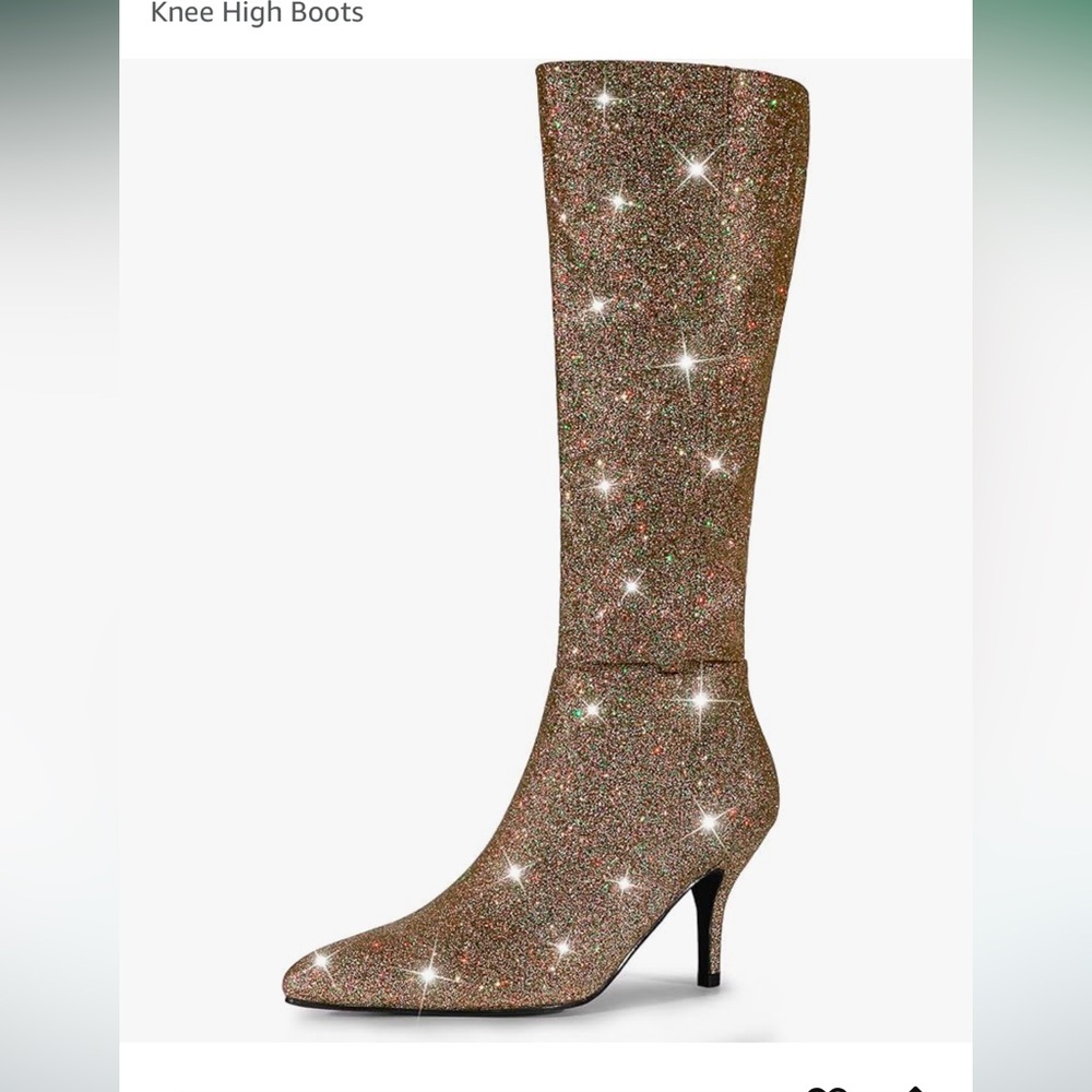 ALLEGRA K Sparkly/Glittery Knee High Boots NWOT